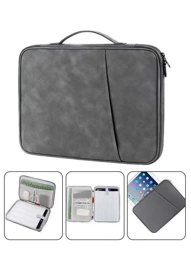 Nadrab 12.9 Inch Waterproof  Tablet Sleeve Bag, Leather Padded Laptop Briefcase, Handle Carrying Case, can be divided into partitions to store MacBook Air, iPad, mouse and data cables, etc. - Image 3